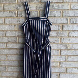J.O.A Sleeveless Striped Tie Waist Overlap Front Zip Side Dress Women's Size M